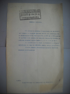 HOPCT DOCUMENT VECHI 348 MINISTERUL INDUSTRIEI COMERT EXTERIOR /BUCURESTI 1936 foto