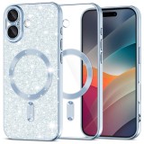 Husa premium iPhone 17 Asteroid GSM Luxury Glitter MagSafe, bleu