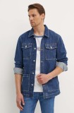Pepe Jeans geacă din denim WORKER bărbați, culoarea bleumarin, de tranziție, PM403003HW5