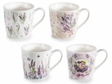Cumpara ieftin Set 4 cani portelan multicolor Lavanda &Oslash; 9,5 cm x 9 H, 350 ml