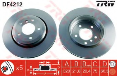 Disc frana BMW Seria 3 Cabriolet (E46) (2000 - 2007) TRW DF4212 foto