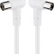 Cablu Coaxial 75ohmi Dublu ecranat 80dB mama-tata cu mufe cotite 1.5m 5.3mm alb Goobay 67353