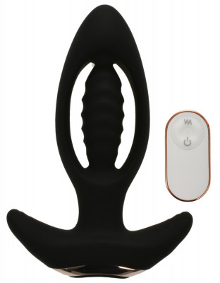 Dop Anal Expension Remote Control 9 Moduri Vibratii Silicon USB Negru 12.6 cm Guilty Toys foto