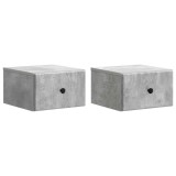 vidaXL Dulap de noapte suspendat 2 pcs Gri Beton 34,5 x 33 x 20 cm 899112