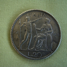 20 lire 1928 ITALIA Vittorio Emanuele - Argint