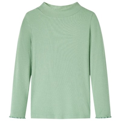 Tricou de copii cu m&amp;acirc;neci lungi, guler tunică, verde mentă &amp;icirc;nchis, 140 foto
