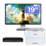 Pachet HP ProDesk 400 G6 Mini i5-10500T, 8GB, SSD 256GB, monitor 19 si imprimanta