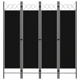 VidaXL Paravan de cameră cu 4 panouri, negru, 160 x 180 cm
