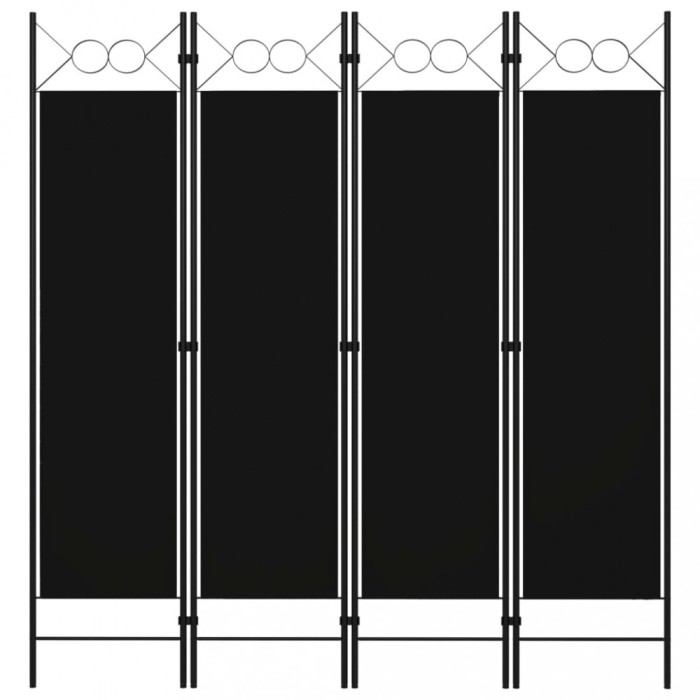 Gossi paravan de camera cu 4 panouri, negru, 160 x 180 cm