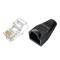Set 10 x mufa + manson de protectie, RJ45, CAT5 CAT6, 8 pini 8P8C, negru