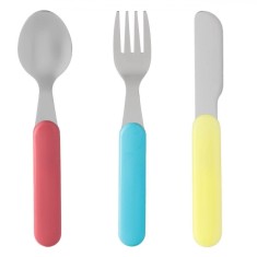 Set Tac&acirc;muri, Honey Baby, Lingură Furculiță și Cuțit, Otel Inoxidabil, Multicolor, 3 Bucăți