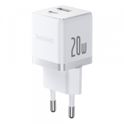 Incarcator Retea Baseus Palm, 20W, 3A, 1 x USB-A - 1 x USB-C, Alb CCZC20UE foto