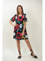 ROCHIE CASUAL URBANA CU PRINT FLORAL ABSTRACT GALANTEE TALIE UNICA Multicolora