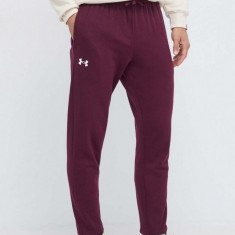 Under Armour pantaloni de trening culoarea bordo, neted