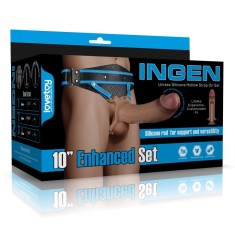 Set Strap-on INGEN Unisex, Silicon, XS/S/M, Natural, 23.6 cm