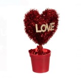 Ghiveci cu Floare in forma de Inima din beteala si mesaj de dragoste, Valentine's Day, h 21.5 cm