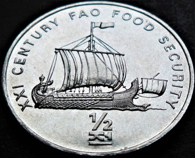 Moneda FAO 1/2 CHON - COREEA de NORD, anul 2002 * cod 398 - UNC DIN FASIC! foto
