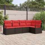vidaXL Set Canapea Gradina Poliratan 5 Piese Maro Modular Confortabil Rezistent