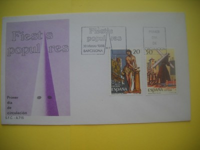 HOPCT PLIC S FDC NR 846 FIESTAS POPULARES 1988 -SPANIA -NECIRCULAT foto