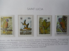 St Lucia -Fauna ,pasari,wwf-serie completa -nestampilate foto