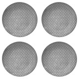 Set Farfurii 4 piese din Portelan Alb cu Model Gri, diametru 26.5 cm