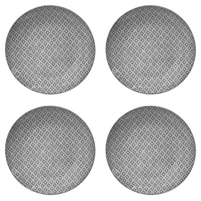 Set Farfurii 4 piese din Portelan Alb cu Model Gri, diametru 26.5 cm foto