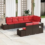 vidaXL Set de canapele pentru grădină cu pernă 8 pcs Maro poliratan 3347114