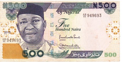 Nigeria 500 Naira 2010 Seria 949693 foto