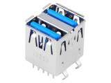 Conector USB A THT 9 pini, drept, duble, aurit - MOLEX