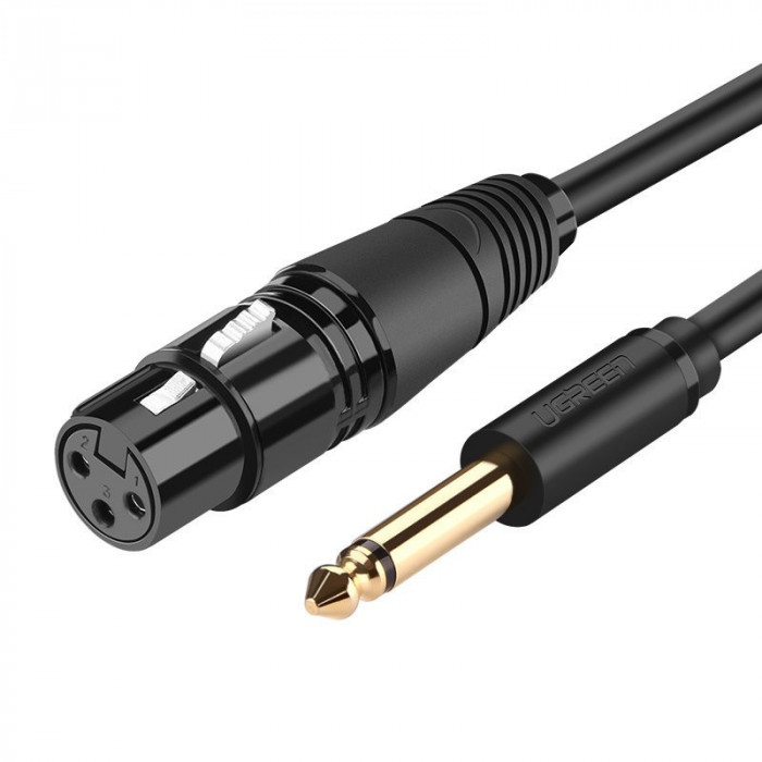 Cablu Audio Ugreen Cablu Microfon XLR (femă) - Mufă De 6,35 Mm (mascul) 2 M Negru (20719 AV131)