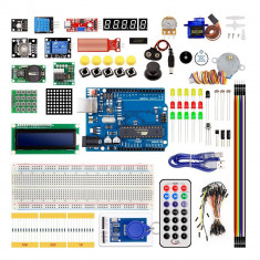 Pachet compatibil Arduino Uno R3 + 24 componente electronice foto