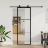 VidaXL Ușă glisantă cu set de feronerie neagră 76x205 cm Sticlă ESG