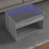 Gossi masuta de cafea cu led infinity, gri sonoma, 70x50x50 cm