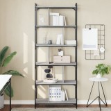 Bibliotecă cu 6 niveluri gri sonoma 76x32x192 cm lemn compozit