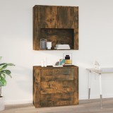 vidaXL Dulap de perete, stejar fumuriu, 80x33x80 cm, lemn prelucrat