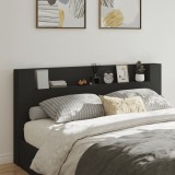 Cumpara ieftin Tăblie cu dulap și LED, negru, 200x16,5x103,5 cm