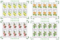 Romania, LP 1596a/2002, Fructe, coli mici de 10 marci, MNH