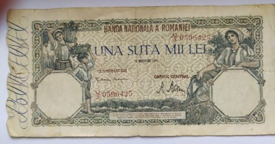 ROMANIA 100 000 LEI 20 DECEMBRIE 1946 STARE FOARTE BUNA foto