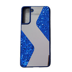 Husa silicon oglinda si sclipici ( glitter) Samsung S21 Plus , S21 + , Albastru