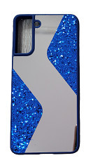 Husa silicon oglinda si sclipici ( glitter) Samsung S21 Plus , S21 + , Albastru