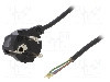 Cablu alimentare AC, 1.5m, 3 fire, culoare negru, cabluri, CEE 7/7 (E/F) &amp;#351;tecar in unghi, SCHUKO mufa, PLASTROL - W-97154