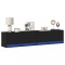 vidaXL Dulap TV de perete cu lumini LED, negru, 180x31x38 cm 3307948