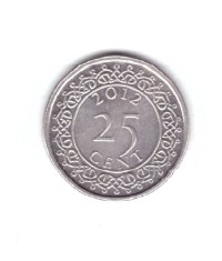 Moneda Suriname 25 centi/centi 2012, stare foarte buna, curata