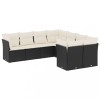 Set mobilier de gradina cu perne, 8 piese, negru, poliratan