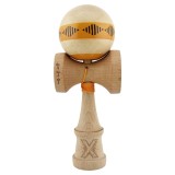 Jucarie de indemanare din lemn, Kendama X, Frequency Flippy, Super Sticky, 18 cm, Portocaliu, Maro
