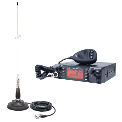 Kit Statie radio CB PNI ESCORT HP 9001 PRO ASQ reglabil, AM-FM, 12V, 4W + Antena CB PNI ML100, 26-30MHz,250W, 100cm, magnet 125mm inclus foto