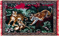 Familie de tigri - carpetă persană originala vintage 172 x 112 cm, produsă din l&acirc;nă autentică