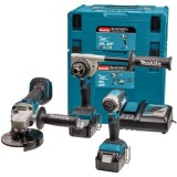 Makita DTD153Z + DDF486Z + DGA504Z Masina de insurubat cu impact 170 Nm M5-M16 + Masina de gaurit si insurubat 130 Nm + Polizor unghiular 125 mm + 2 a