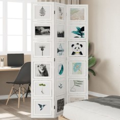 vidaXL Paravan cameră 3 panouri, alb, lemn masiv paulownia 358687