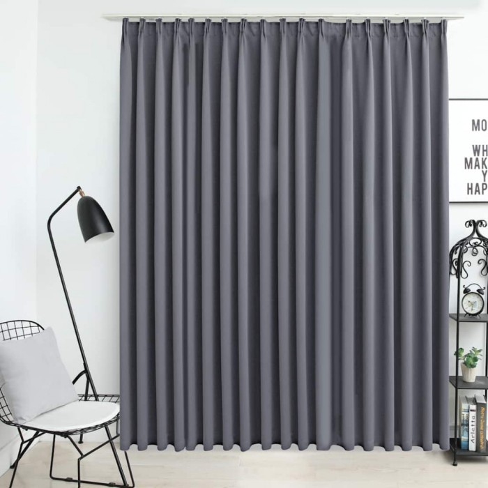 Draperie opacă, gri, 290 x 245 cm, cu c&acirc;rlige